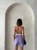 Kapaklı şort etek lila s208 thumbnail 3