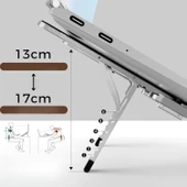 Katlanabilir Alüminyum Laptop Stand 6 Kademeli Ergonomik Yükseltici Cep Boyu Taşınabilir thumbnail 9