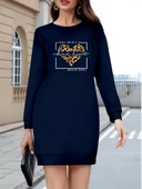 Kadın Uzun Kollu Bisiklet Yaka Desenli Viskon Iki Iplik Bluz thumbnail 3