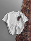 Erkek Baskılı Oversize T-shirt - Beyaz thumbnail 4