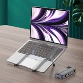 Katlanabilir Alüminyum Laptop Stand 6 Kademeli Ergonomik Yükseltici Cep Boyu Taşınabilir thumbnail 3