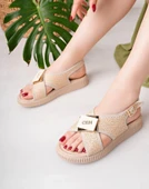 Cate Bej Hasır Cilt Sandalet thumbnail 1