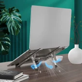Katlanabilir Alüminyum Laptop Stand 6 Kademeli Ergonomik Yükseltici Cep Boyu Taşınabilir thumbnail 7