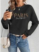 Kadın Uzun Kollu Bisiklet Yaka Desenli Viskon Iki Iplik Bluz thumbnail 1