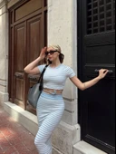 Çizgili etekli takım mavi s3609 thumbnail 4