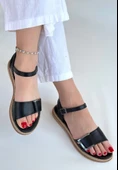 Andana Siyah Cilt Sandalet thumbnail 3