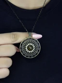 Doğal Taş Sitrin Doğal Taşlı Yuvarlak Model Antik Kadın Kolye euk46s thumbnail 1