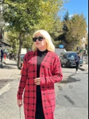 Triko Hırka elbise ikili takım kırmızıSiyah thumbnail 3