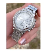 Metal Kordon Gümüş Renk Ve Taşlı Kadın Kol Saati - 5