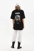 Unisex Baskılı Oversize T-Shirt - Siyah thumbnail 2