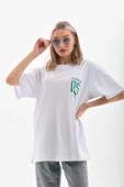 Unisex Baskılı Oversize T-Shirt - Beyaz thumbnail 4