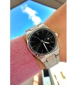 Gümüş Çelik Kordon Erkek Kol Saati Takvimli Siyah Kadran Özel Kutusunda - 3