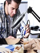 Katlanabilir LED Masa Lambası 3 Renk Modlu, Ayarlanabilir, Büyüteçli Güzellik ve Bakım Işığı thumbnail 2