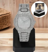 Gümüş Renk Taş Kaplama Oval Kasa Tasarım Kadın Kol Saati - 3