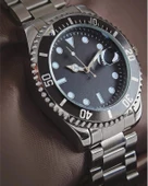 Gümüş Çelik Kordon Erkek Kol Saati Takvimli Siyah Kadran Özel kutusunda - 4