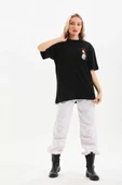 Unisex Baskılı Oversize T-Shirt - Siyah thumbnail 3