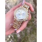 Metal Kordon Altın Renk Ve Taşlı Kadın Kol Saati - 2