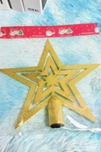 Vintage Altın Simli Yıldız Noel Ağacı Süsü | 20 cm Retro Parlak Ağaç Tepe Süsü / Dekoratif Yılbaşı Süsleme thumbnail 5