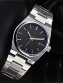 Gümüş Çelik Kordon Erkek Kol Saati Takvimli Siyah Kadran Özel Kutusunda - 4