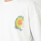 Unisex Bisiklet Yaka Baskılı Oversize T-Shirt - Beyaz thumbnail 4