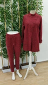 Kadın Uzun Kollu Balıkçı Yaka önden Düğmeli Bluz Ve Pantolon Yumoş Ikili Takım thumbnail 4