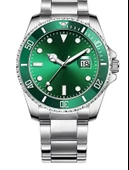 Gümüş Çelik Kordon Erkek Kol Saati Takvimli Yeşil Kadran Özel Kutusunda - 2