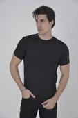 Erkek File Cepli Slim Fit T-shirt - Siyah thumbnail 1