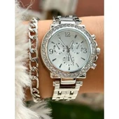 Metal Kordon Gümüş Renk Ve Taşlı Kadın Kol Saati - 2