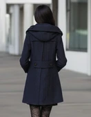 Yaka Detaylı Büyük Düğmeli Kaşe Kaban thumbnail 2