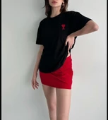 Unisex Bisiklet Yaka Baskılı Oversize T-Shirt - Siyah thumbnail 2