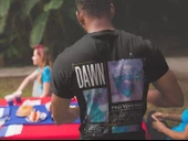 Erkek Bisiklet Yaka Baskılı Oversize T-Shirt - Siyah thumbnail 2