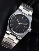 Gümüş Çelik Kordon Erkek Kol Saati Takvimli Siyah Kadran Özel Kutusunda - 2