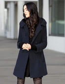 Yaka Detaylı Büyük Düğmeli Kaşe Kaban thumbnail 1