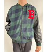 Erkek Pötikare Desen Nakışlı Kolej Ceket - Haki thumbnail 1