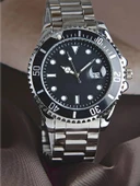 Gümüş Çelik Kordon Erkek Kol Saati Takvimli Siyah Kadran Özel kutusunda - 2