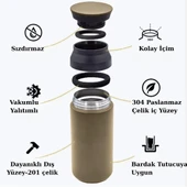 Paslanmaz Çelik Bardak Mug Termos 350 ml  Çift Katmanlı, Sızdırmaz Kapaklı thumbnail 4