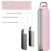 Paslanmaz Çelik Bardak kapaklı, Tutacaklı, Mat Gövdeli Termos 400 ml thumbnail 3