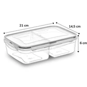 2 Bölmeli Sızdırmaz Contalı Kilitli Kapaklı 1 Litre Erzak Saklama Kabı -LC505 (5284) thumbnail 4