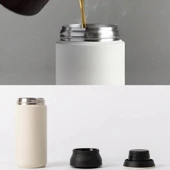 Paslanmaz Çelik Bardak Mug Termos 350 ml  Çift Katmanlı, Sızdırmaz Kapaklı thumbnail 6