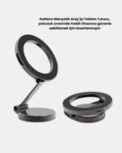 Katlanır Manyetik Araç İçi Telefon Tutucu – 360° Dönebilen, MagSafe Uyumlu, Güçlü Mıknatıslı Tasarım thumbnail 4
