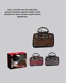 LED’li Nostaljik Bluetooth Hoparlör – Vintage Tasarım, Ahşap Doku thumbnail 4