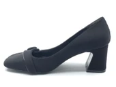 Feles Düğme Detaylı Küt Burun Topuklu Kadın Ayakkabı thumbnail 4