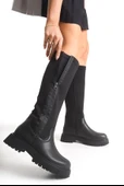 Feles Binici Düz Taban Streç Çift Fermuarlı  Kadın Çizme thumbnail 1