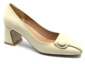 Feles Düğme Detaylı Küt Burun Topuklu Kadın Ayakkabı thumbnail 5