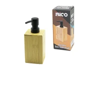 KARE AHŞAP BAMBU SIVI SABUNLUK SİYAH PLASTİK POMPA ÇAP: 7CM - Y: 11.5CM (5314) - 1