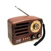 Küçük Boy Retro, Nostaljik, Ahşap Tasarım Bluetooth Hoparlörlü, Şarjlı, Taşınabilir Büyük Döndürülebilen Düğmeli FM/AM Destekli Radyo NS3380 (5314) - 1