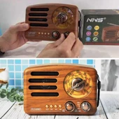 Küçük Boy Retro, Nostaljik, Ahşap Tasarım Bluetooth Hoparlörlü, Şarjlı, Taşınabilir Büyük Döndürülebilen Düğmeli FM/AM Destekli Radyo NS3380 (5314) - 2