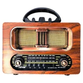 Büyük Boy Retro, Nostaljik, Ahşap Tasarım Bluetooth Hoparlörlü, Şarjlı, Taşınabilir FM/AM Destekli Radyo NS-6635 (5314) - 3