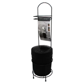 SİYAH METAL AYAKLI WC KAĞITLIK YUVARLAK PLASTİK KOVALI (5314) - 1