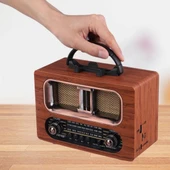 Büyük Boy Retro, Nostaljik, Ahşap Tasarım Bluetooth Hoparlörlü, Şarjlı, Taşınabilir FM/AM Destekli Radyo NS-6635 (5314) - 4